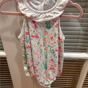 Little English Pink and White Floral Baby Romper